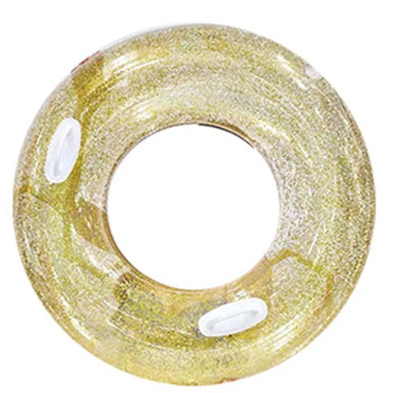 

Inflatable PVC Golden Swimming Ring Silver Thicken Beach Circle Crystal Shiny Transparent Sequin Pool Float Water Fun