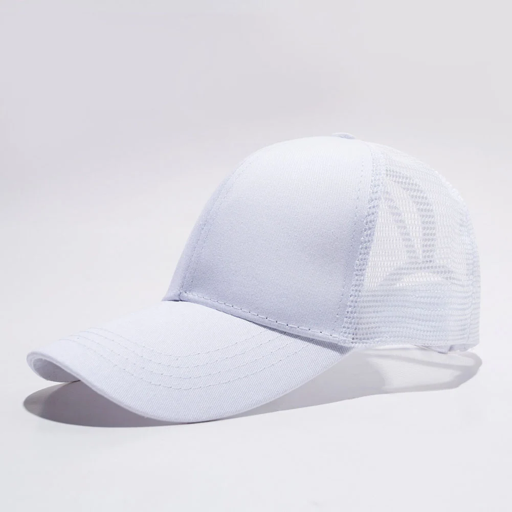 Белый Женская кепка Snapback для папы, сетчатая Кепка для дальнобойщика, летняя кепка, Женская Регулируемая Кепка в стиле хип-хоп, блестящая бейсболка с конским хвостом - Цвет: Белый
