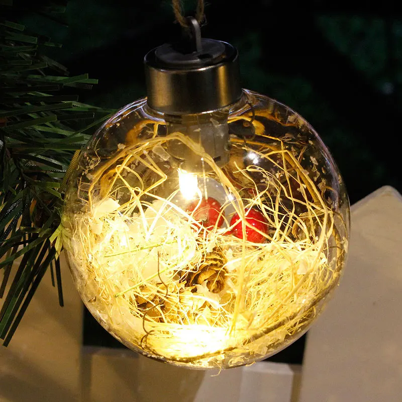 40 шт./лот, 8 см, прозрачный шар, Рождественская елка, украшения, светодиодный светильник, пластиковая безделушка, рождественские подарки, подарок, Рождественское украшение