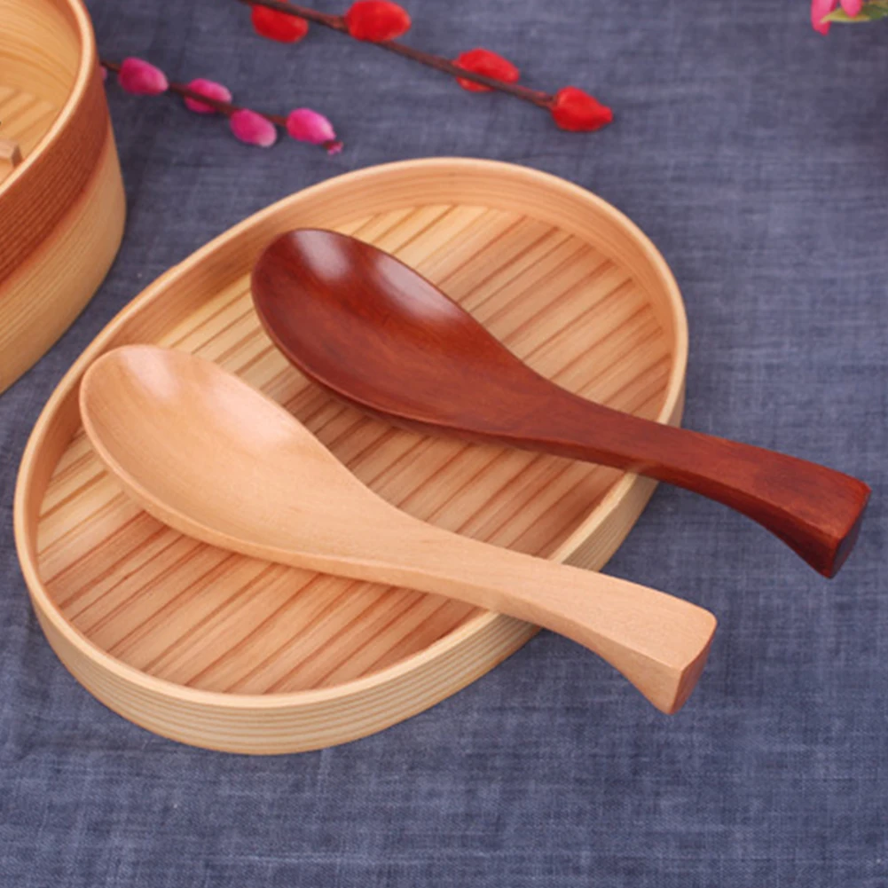 Натуральная ложка ручной работы в японском стиле деревянные прочные кухонные принадлежности для стола экологически чистый суп