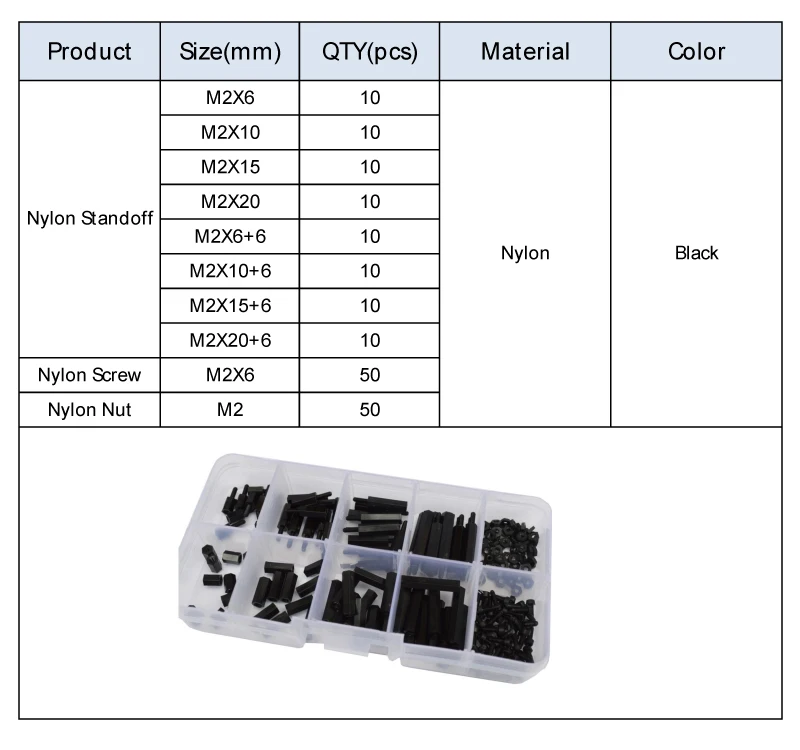 M2 нейлон шестигранный Мужской Женский противостояние столб крепление резьбовой PCB Шестигранная материнская плата распорный болт винт гайка черный набор Ассортимент Комплект