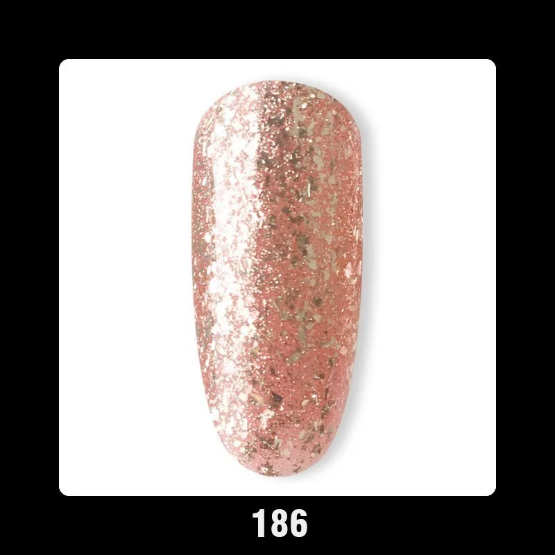 Beautilux 1 шт. Платиновые Блестки Bling Блеск для губ с острым носком, украшенные блестящим элегантный био-Гели Soak Off УФ гель лак для ногтей светодиодный ногтей Гель-лак 10 мл - Цвет: B186