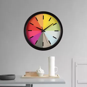 

Wall clock home kitchen silent scanning rainbow round wall clock office 10 inches L0517
