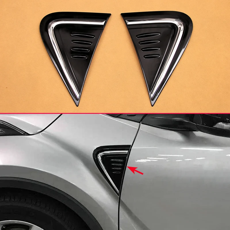 2 шт. черная хромированная крышка для- Toyota C-HR боковая сторона кузова крыло двери Ex литья аксессуары планки