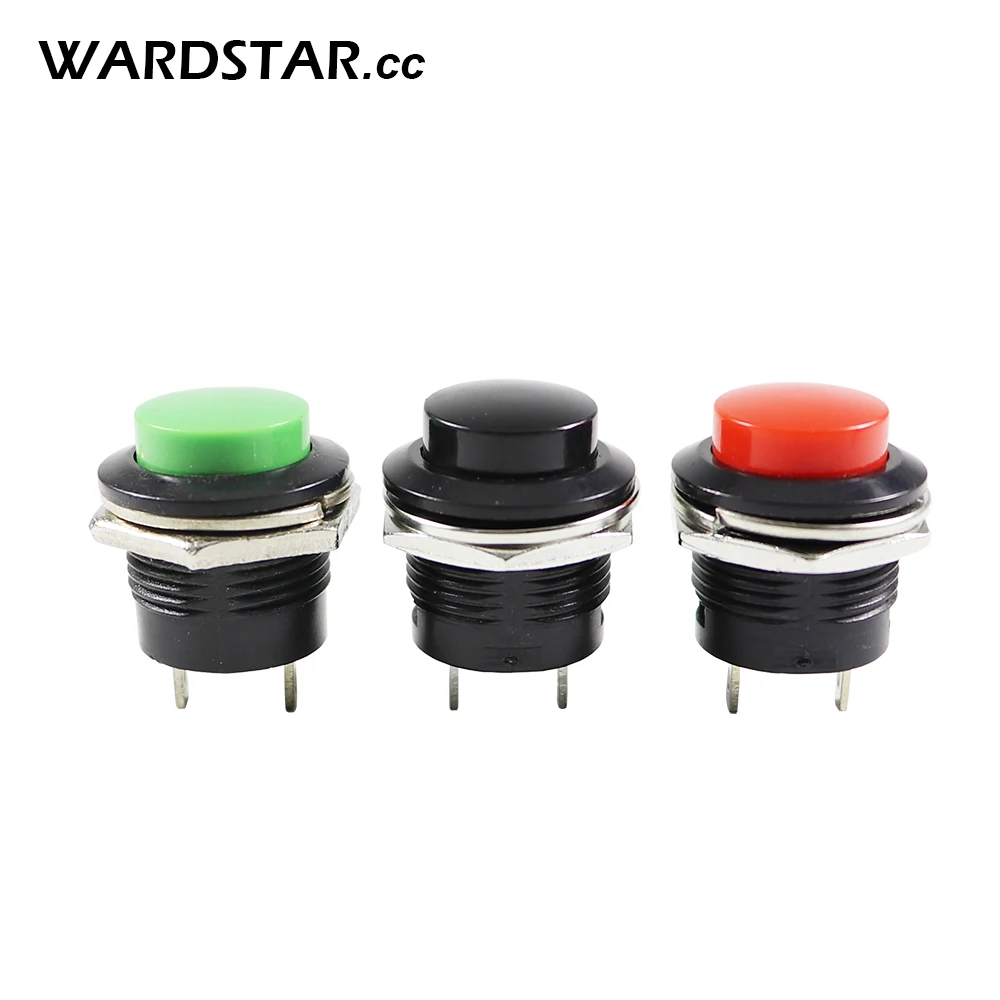 

5pcs/lot Momentary SPST NO Red Black Green Round Cap Push Button Switch AC 6A/125V 3A/250V