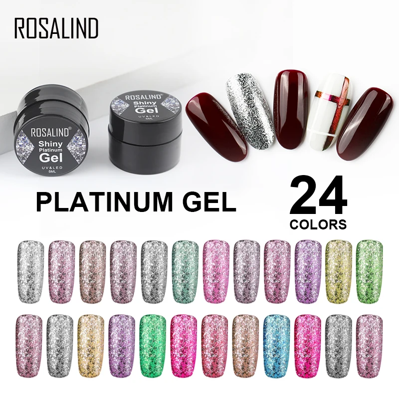 

ROSALIND Platinum Gel Varnish For Nail Polish Set Base Top Coat Manicure Painting Gel Polish Lak Soak off 5ML UV Hybrid Primer