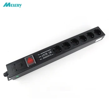 

PDU Power Strip Network Cabinet Rack Socket 1U Aluminum Alloy 6 way EU Plug Outlets Lighting Protection Earth Indicator 2m Cord