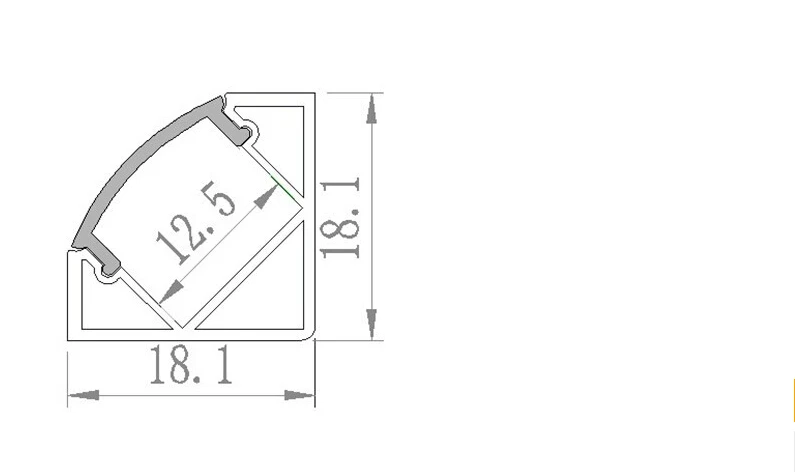 2000 мм X 18 мм X 18 мм 2 meters/pcs, 110/лот 6000 серии Класс светодиодный алюминиевый профиль для Светодиодный полоски