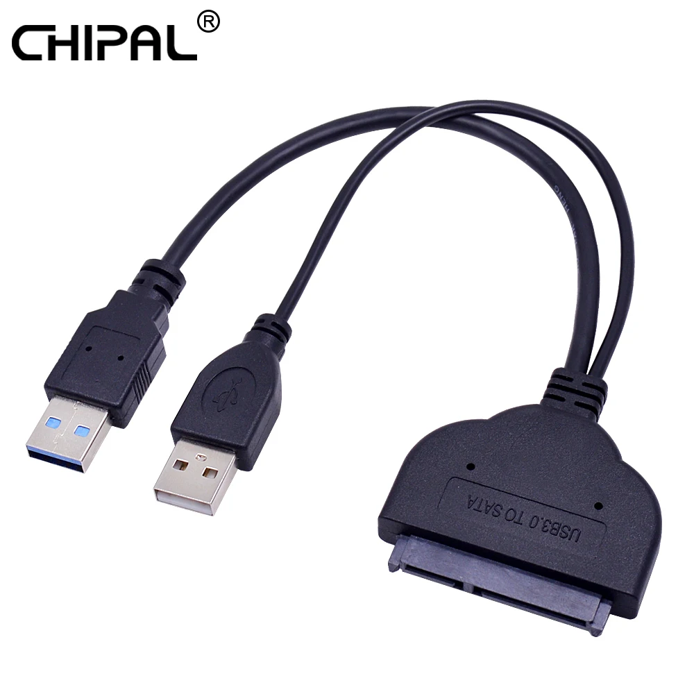 Адаптер CHIPAL 25 см USB 3 0 на SATA 22Pin 5 Гбит/с USB3.0 III конвертер с кабелем питания 2 для