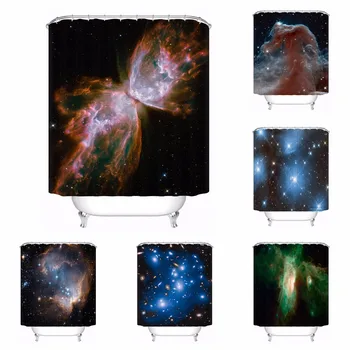 

Custom Cool Shining Stars Space Bathroom Acceptable Shower Curtain Polyester Fabric Bathroom Curtain #180318-37-7