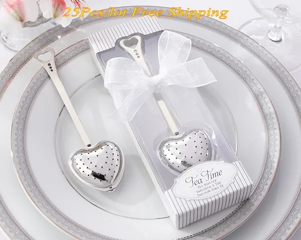 (25 Pieces/lot) Wedding and Party Decoration favors of Tea Time Heart Tea Infuser in white gift box Wedding door gift for guests (25 Pieces/lot) Wedding and Party Decoration favors of Tea Time Heart Tea Infuser in white gift box Wedding door gift for guests