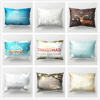 

Merry Christmas Polyester Cushion Cover 30x50cm Snow Deer Festival Decorative Pillowcase for Sofa Bedroom Home Decor Accessories