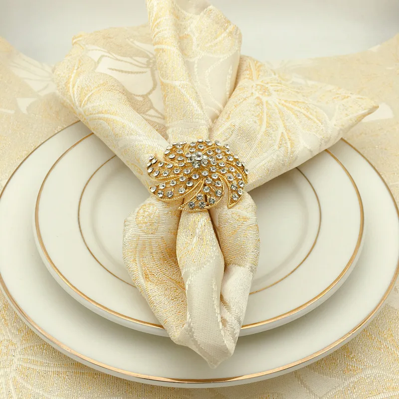 12/pcs high-end restaurant table napkin ring hotel supplies gold hollow napkin buckle collar 12/pcs high-end restaurant table napkin ring hotel supplies gold hollow napkin buckle collar
