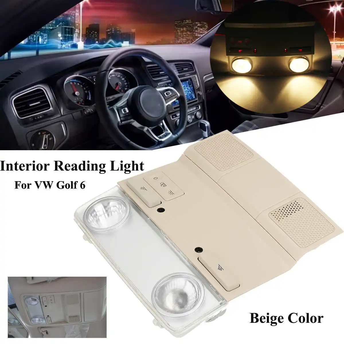 Потолочный светильник для чтения в салоне автомобиля, лампа на переднюю крышу, красный светильник для Volkswagen VW Golf6 - Испускаемый цвет: Beige