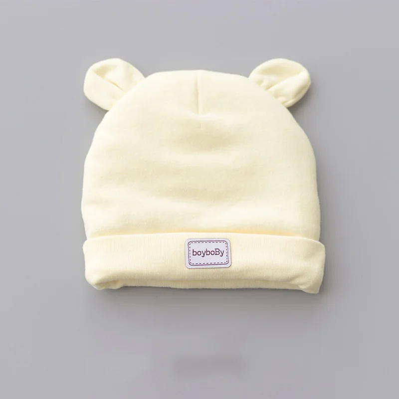 Хлопковая шапочка для младенца, шапочки, зимние шапки для новорожденных мальчиков и девочек, плотная шапка с ушками