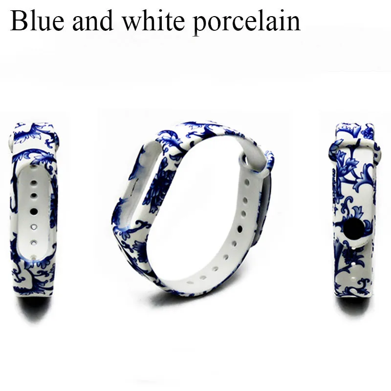 Цветной ремешок mi Band 2 Силиконовый экологический здоровый браслет mi band 2 ремешок mi 2 носимый сменный ремешок смарт-браслета аксессуары - Цвет: Blue and white