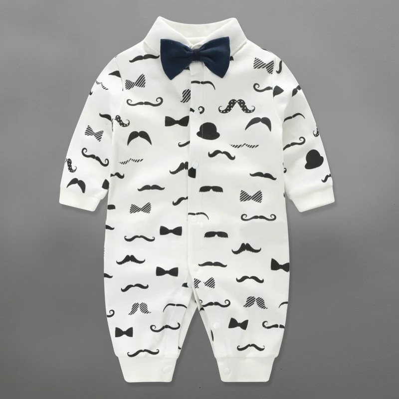 2017 Spring Autumn Gentleman Baby Rompers Fashion Boys Girls Long Jumpsuit Beard Comfortable Cotton Crawling Coverall Clothing
