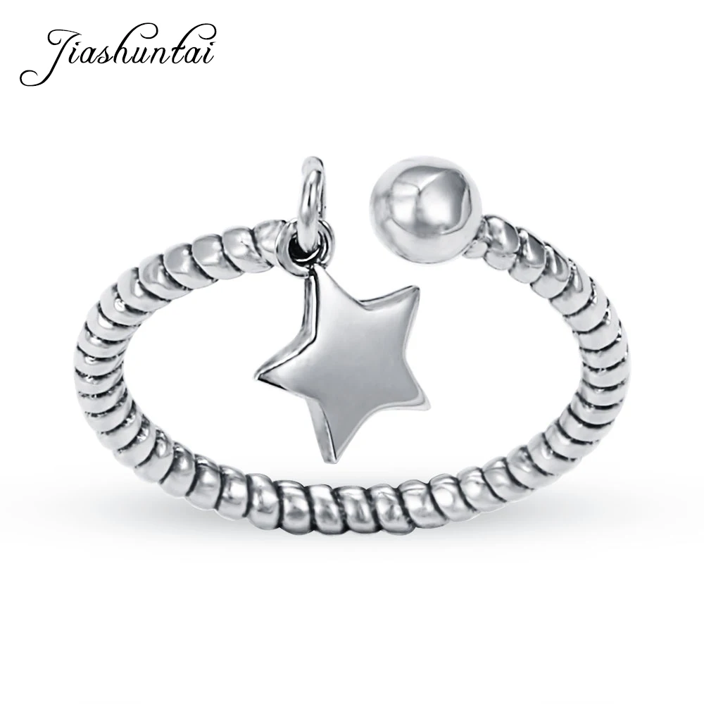JIASHUNTAI Мода звезда палец кольца для женщин Свадебные 925 пробы 100% серебряные ювелирные изделия ручной работы 2018 Лидер продаж
