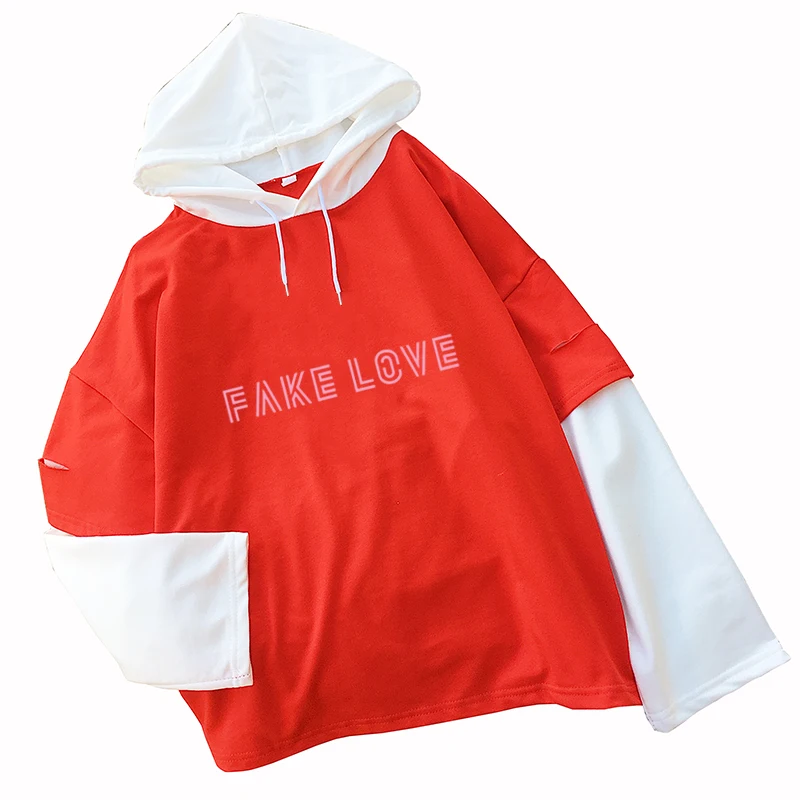 

Kpop Fake Love T shirts Women Korean Bangtan Boys Tshirt Casual Harajuku Top Tee Letter Print Spell Color Splicing Clothing
