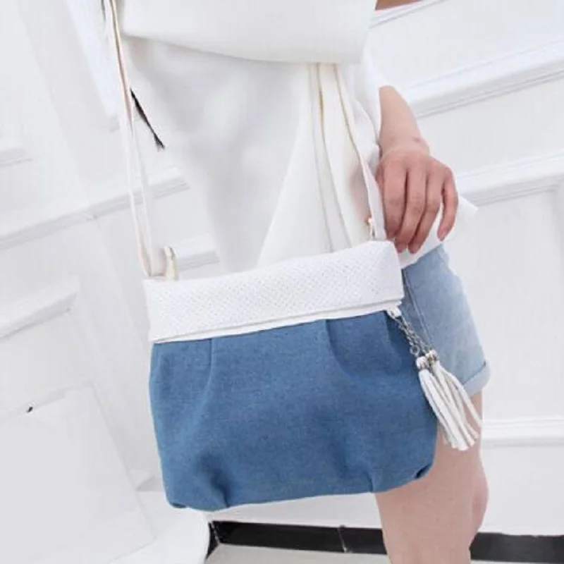 2016 Designer Blue White Women Messenger Bags Denim Canvas Small Crossbody Bags For Girls Summer ...