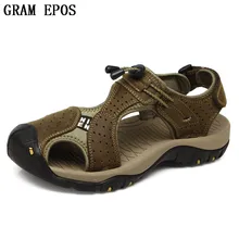 Gram Epos мужские сандалии Пояса из натуральной кожи теплые мужские летние Обувь открытый пляжные шлепанцы Повседневное замшевые кожаные сандалии гладиаторы