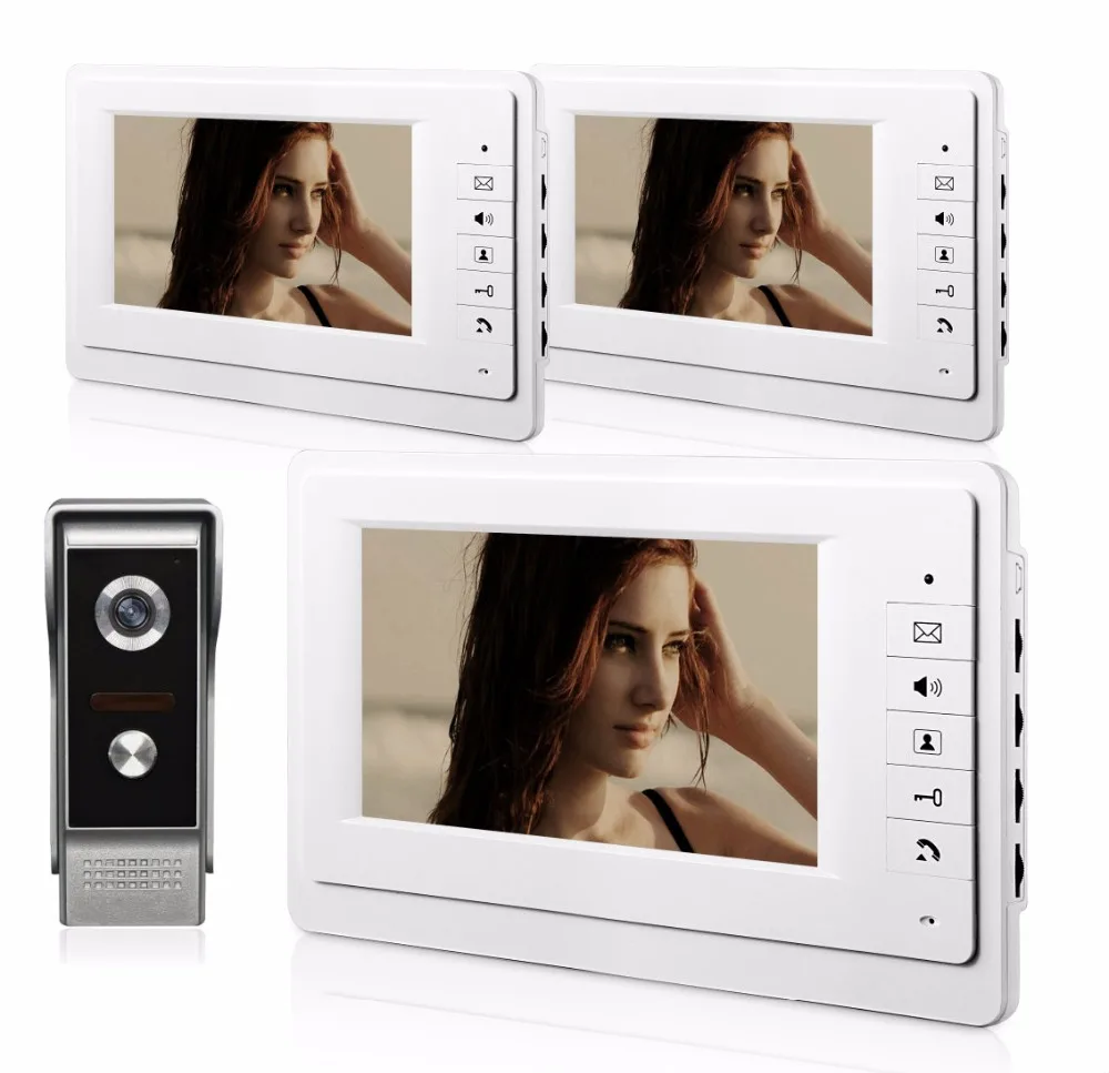 SmartYIBA видеодомофон 7''Inch монитор проводной видео дверной звонок Speakephone домофон Системы 3 монитора 1 Камера для дома