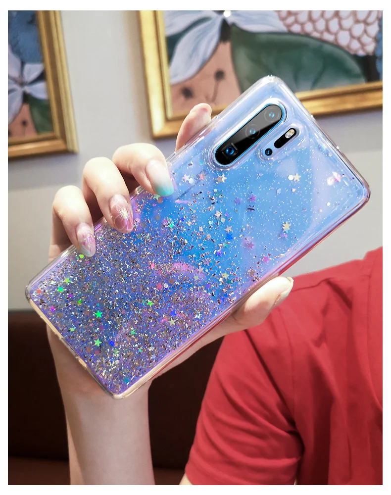 Bling Glitter Case for Huawei P20 Lite P30 Silicon Crystal Sequins Soft Cover for Huawei P30 Lite P20 Pro Transparent Phone Case