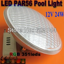 Free Shipping Par56 RGB LED Light Swimming Pool light 24W 351LED Fountain Lamp Underwater IP68 flood AC12V+Remote controller ac12v 36w led underwater light 12 3w epistar rgb swimming pool light with remote control ip68 wall mounted fountain pond lamp