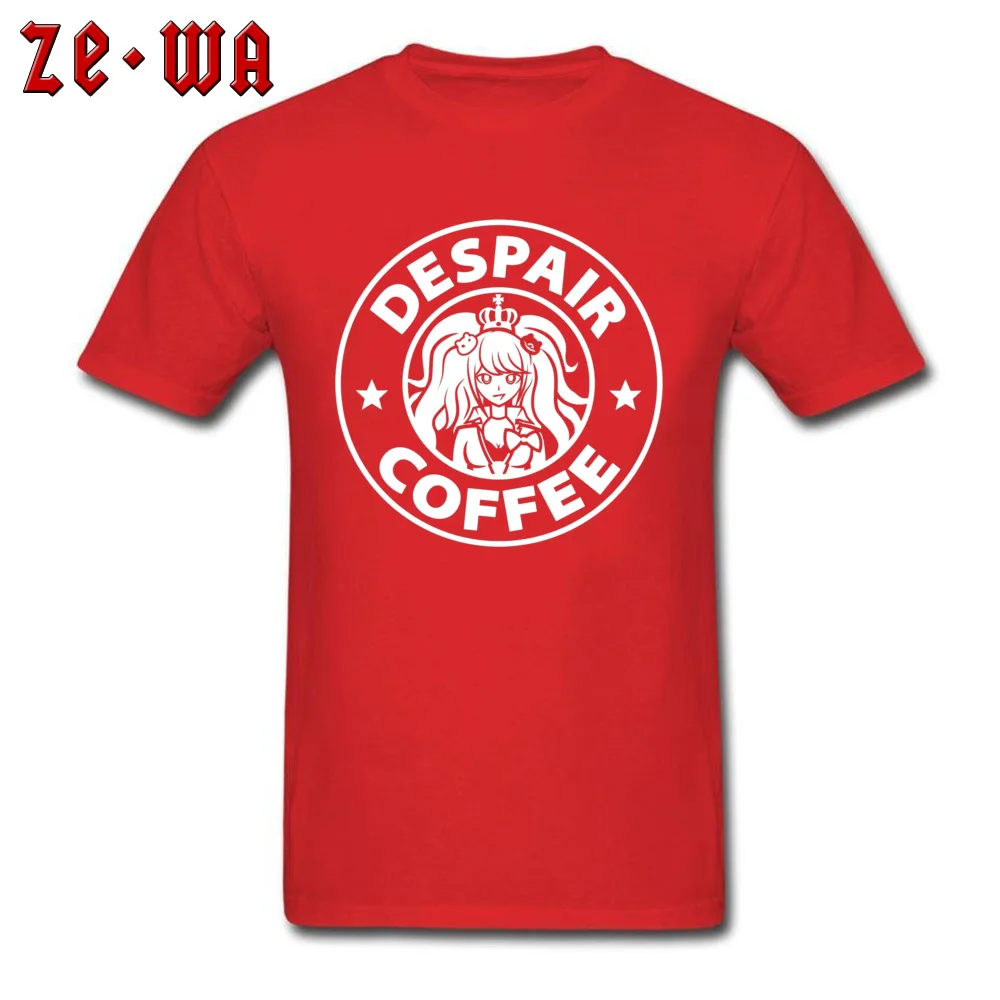 Аниме футболка Мужская футболка Despair coffee Danganronpa Zero Топы И Футболки черные белые хлопковые футболки японские комиксы ужасов - Цвет: Red
