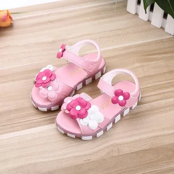 

HaoChengJiaDe Fashion Girls Sandals Summer PU Leather Orthopedic Children's Shoes With Cute Flowers For Beach Party New