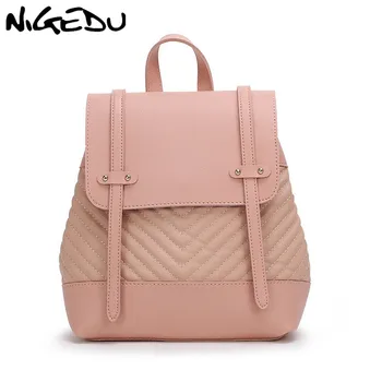 

NIGEDU Women Backpacks luxury design multifunctional backpack female shoulder bag PU Leather Girls Backpacks bagpack school bags