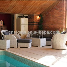 Дизайн PE ротанга открытый сад 3 местный диван ЛЮКС и дуговой стул