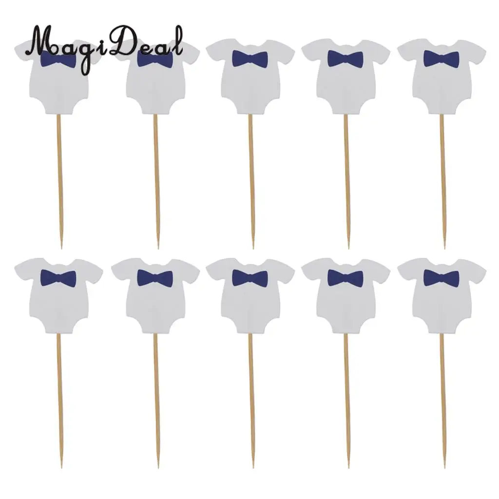MagiDeal 10 Pcs/Lot Baby Clothes Cupcake Topper Cake Picks Kids Boy Girls Baby Shower Birthday Party Cake Decoration
