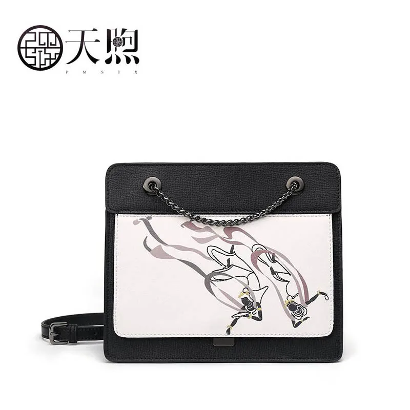 Chaîne Cuir Sauvage And White Bandoulière À Sac Femmes En Main Nouvelles Sacs De 2019 Mode Marque Pmsix Black D'impression Luxe XPOpq