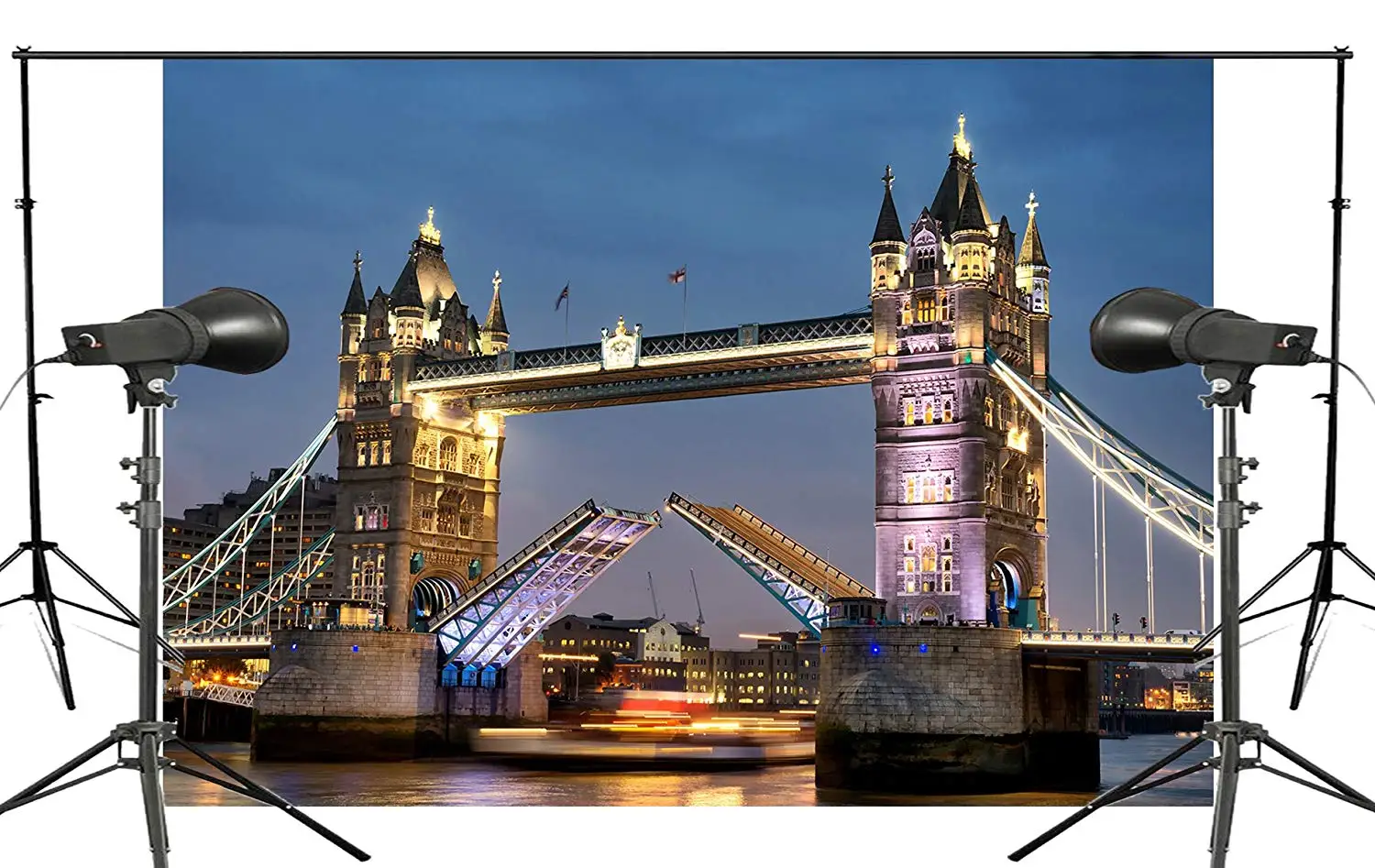 

150x210cm Beautiful Spectacular Bridge Tower of London Photography Background Light Night View Backdrop Landscape