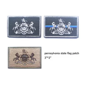 

3D High quality 100% embroidery patches loops and hook U.S.A pennsylvania state flag patches embroidery patches Cloth patch