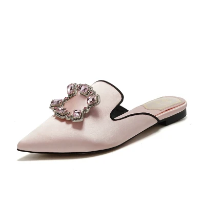 Женская обувь Лидер продаж тапочки Для женщин Шлёпанцы Стразы дизайн; летние женские туфли на плоской подошве элегантные острый носок Дамская обувь - Цвет: As Show