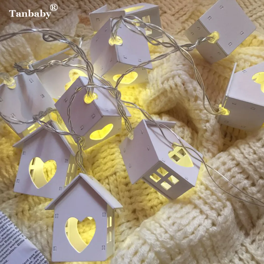 Tanbaby Wooden House LED String Lights Wood LOVE Heart Party Decoration Star Fairy String Lighting For Indoor Bedroom Livingroom Tanbaby Wooden House LED String Lights Wood LOVE Heart Party Decoration Star Fairy String Lighting For Indoor Bedroom Livingroom