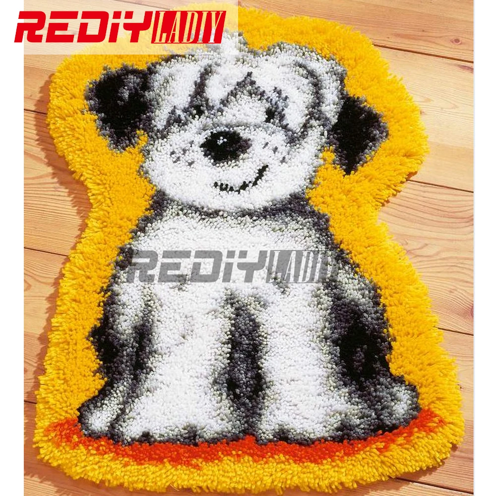 

Hot 3D Latch Hook Rug Kits DIY Needlework Unfinished Crocheting Rug Yarn Cushion Mat Embroidery Carpet Rug Miss Dog Home Decor