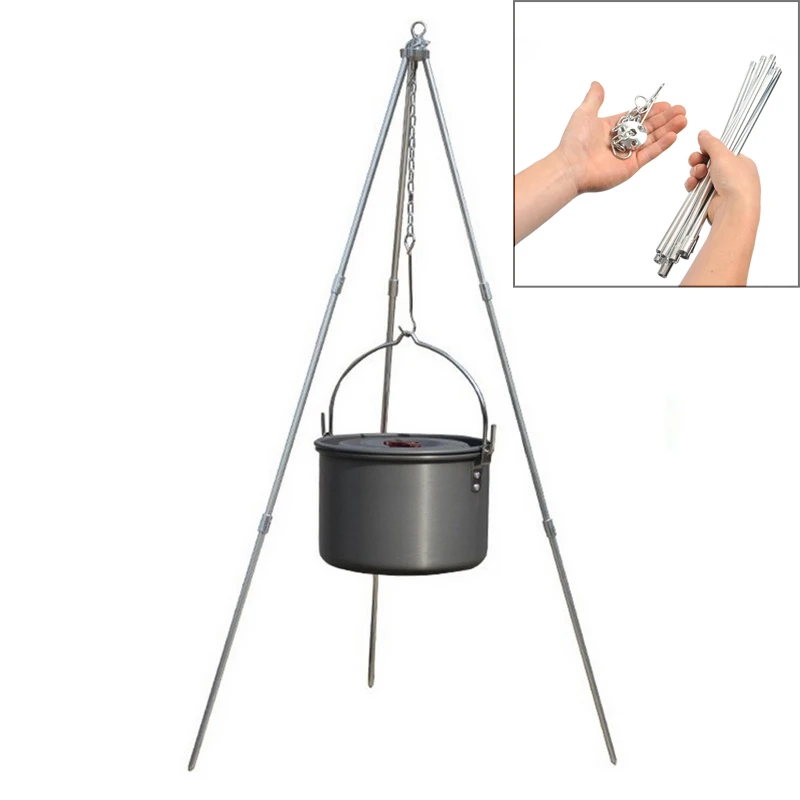 

Outdoor Camping Cooking Tripod Hanging Pot Durable Aluminum alloy Hanging Tripod for Campfire Picnic Pot Cast Iron Fire Grill
