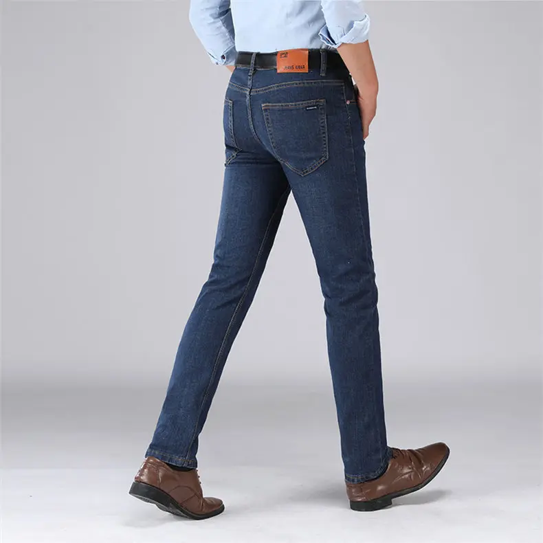 Brand 2019 New Men's Jeans Business Casual Elastic Cotton Stretch Slim Jeans Spring Straight Classic Trousers Denim Pants Male 09