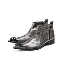 Фабричная распродажа; Западная классика; Серебристые ботильоны из натуральной кожи; армейские ботинки с металлическим стальным носком; Рабочая обувь; Мужская обувь; botas hombre rock;