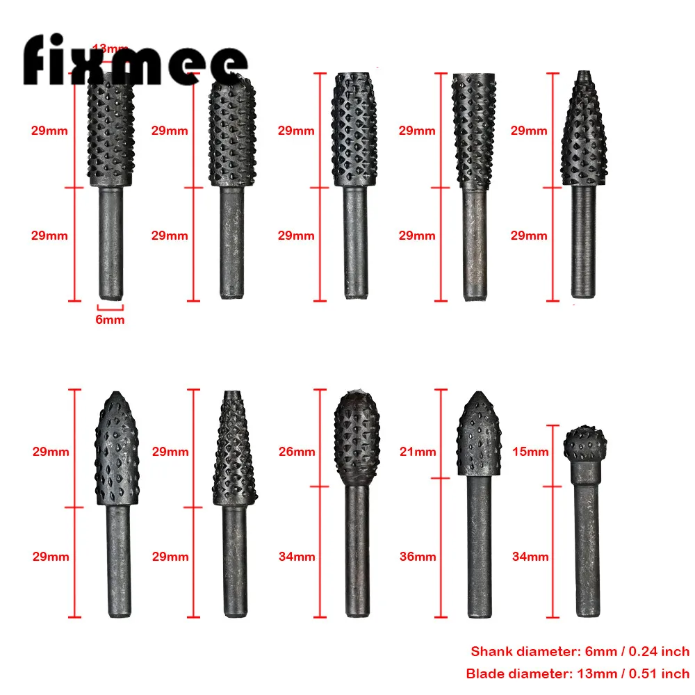10pcs-Rotary-Files-Rasp-Set-6mm-Shank-Carbon-Steel-Carbide-Milling-Cutter-Rotary-File-Woodworking-Milling
