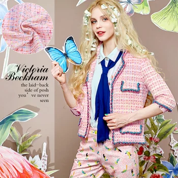 

Limited hot sale 2016 autumn new colors woven tweed fashion fabric for coat dress tissu au meter bright cloth DIY yarn-dyed