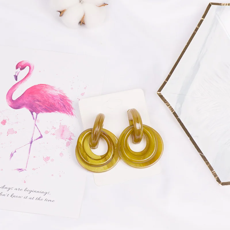 Vintage Long Acrylic Earrings Circle for Women Big Geometric Dangle Resin Drop Earings for Girls Fashion Jewelry Brincos 2019 (2)
