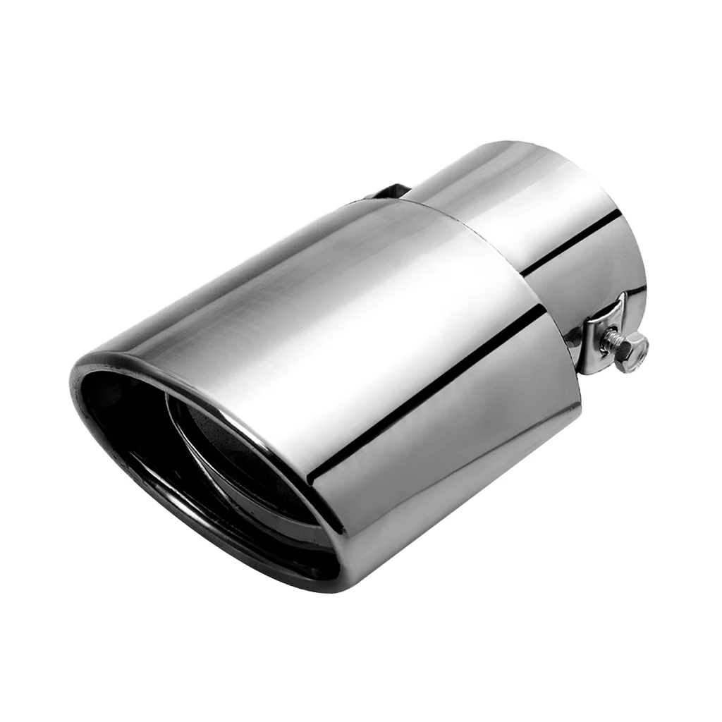 

1 Pcs Car Exhaust Tail Pipes Glossy Muffler Tip Tail End Universal Stainless Steel Straight Flange Silver Chrome 2019 New