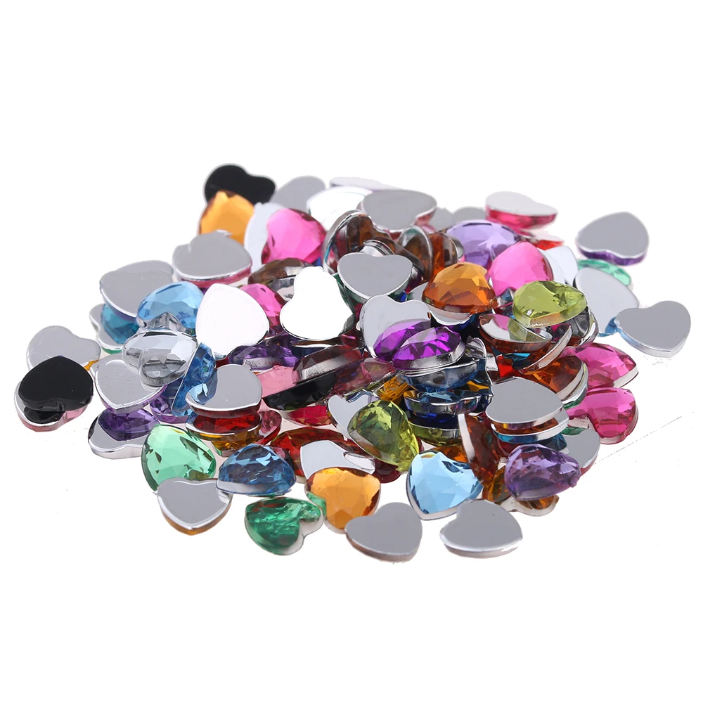 MIXED COLORS 20 мм 100 шт в форме сердца много цветов плоские задние плоские краны Акриловые стразы драгоценные камни 3D дизайн ногтей принадлежности украшения камни - Цвет: MIXED COLORS