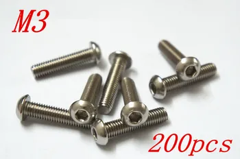 

200pcs/Lot Metric Thread M3*4/5/6/8/10/12/16/18/20/22/25/30/35-50mm 304 Stainless Steel Button Head Hex Socket Cap Screws Bolts