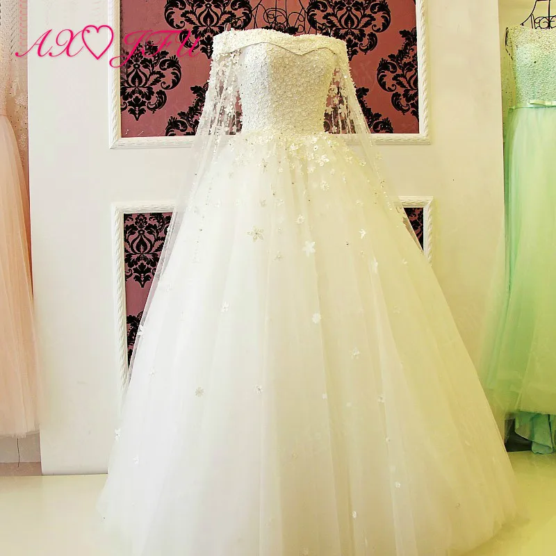 AXJFU принцесса маленький цветок синий кружева свадебное платье белый цветок длинная вуаль кружева свадебное платье цветок свадебное платье