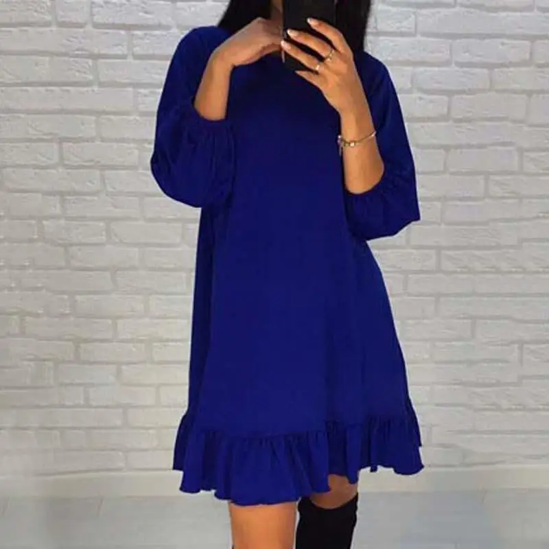 Женское короткое платье с рукавами фонариками оборками и весна осень 2018|dress for|dress